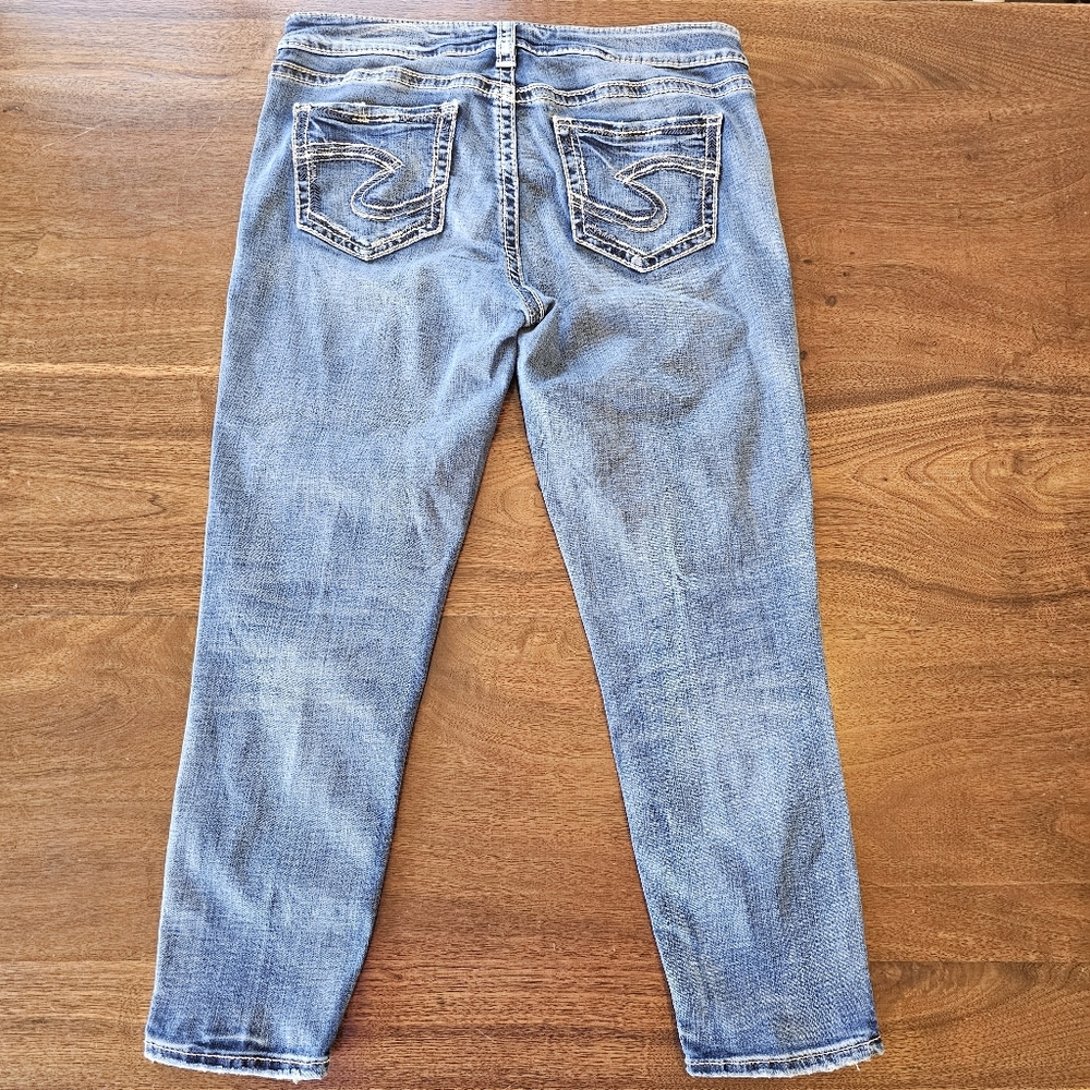 Womens Silver Skinny Crop Jeans Elyse Style Size 29